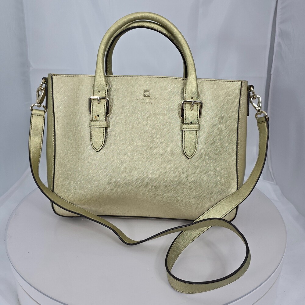 Kate Spade Goldie Cove Street Saffiano Leather Satchel/Tote Gold Bag